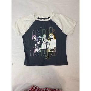 Pink Floyd Graphic Tee Cropped T-Shirt Retro 100% Cotton - Size Medium